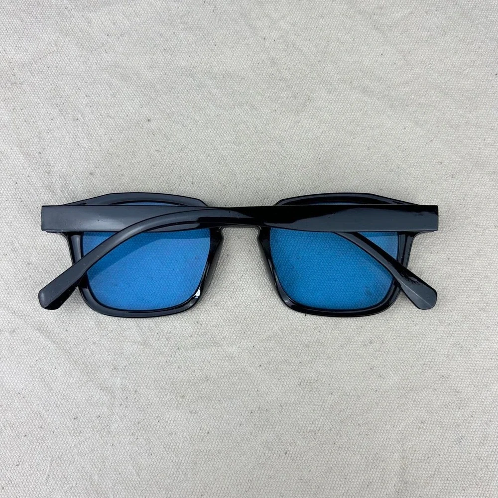 Vintage unique retro style black rounded square sunglasses cyber grunge techno
